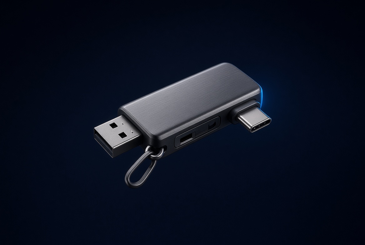Private AI Terminal USB device with USB-A and USB-C connectors